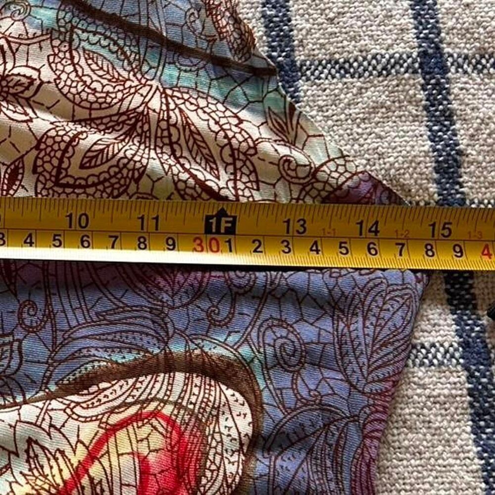 Vintage 2000s unique Sheer Boho Print Dress – Funky Retro Swirl Graphics M - Picture 8 of 9